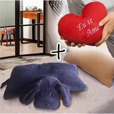 Kit Almofada de cachorro + Coração pequeno Eu te amo Kit almofada decorativa