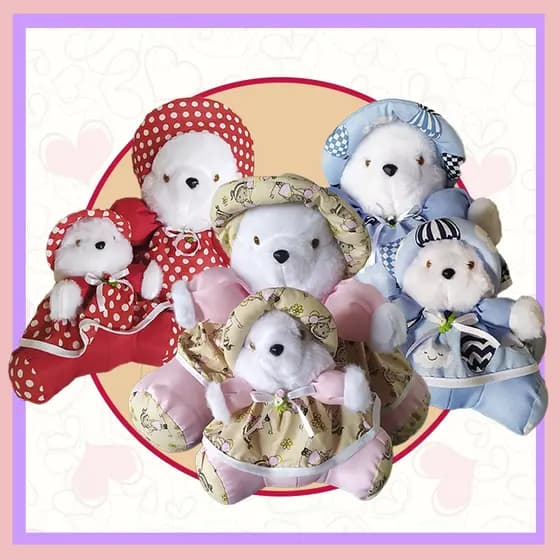 KIT mãe e filhote URSO de pelucia grande 45 CM Boneco de pelucia grande para MENINA presente de natal