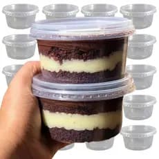 96 Pote Para Bolo De Pote Redondo 200ml Descartável C/ Tampa Plástico PRA FESTA