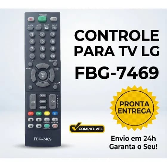 Controle Remoto Compativel com TV LG LED LCD Plasma FBG-7469 / Controle de Televisao LG Smart