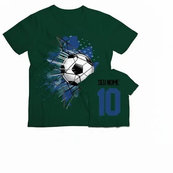 Camiseta Futebol Infantil Personalizada Nome Número Adulto 100% Algodão Unissex Camisa Blusa Bola