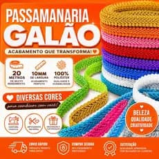 Passamanaria  - Fita Galão - Rolo C/ 20 Metros Diversas Cores - 91 - Nybc