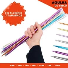 Agulhas De Tricô Alumínio - Vários Tamanhos - 1 Par - Nybc