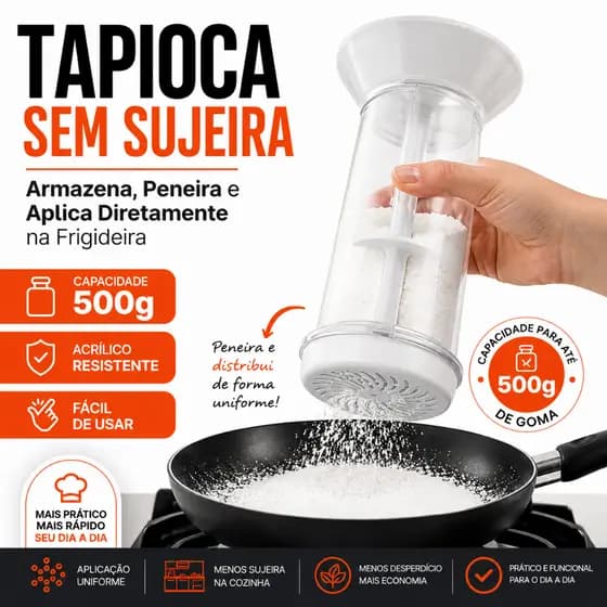 Tapioqueira Peneira e Armazena Branca - Polvilhador - Nybc