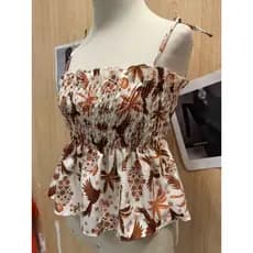 Top Verão Alcinha com Frunce e Estampa Tropical