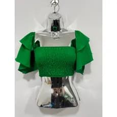 Blusinha cropped com babado nas mangas verão