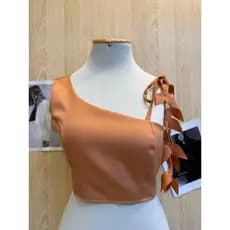 cropped com bojo um ombro com babados alfaiataria moda feminina flor