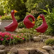 Mini Trio De Flamingo Enfeite De Jardim Decorativo