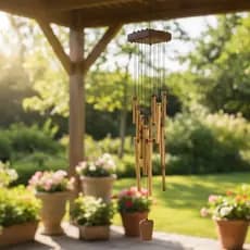 Sino dos Ventos de Bambu 52cm Decorativo Jardim e Varanda