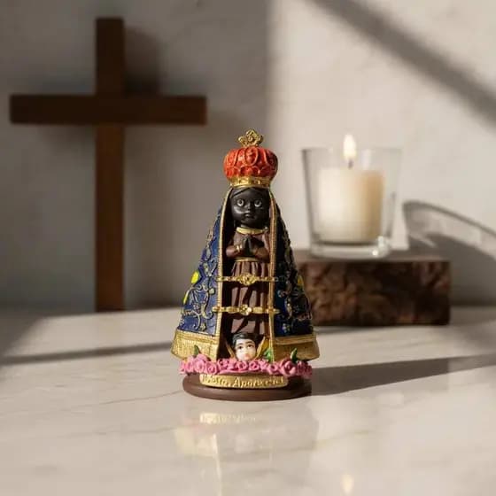 Imagem Nossa Senhora Aparecida Infantil 10cm Resina Colorida