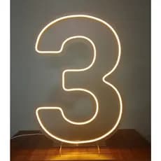 Painel Led Neon Números 0 /9 Acrílico Cristal 50cm Altura com base decoração de festa valor unitario