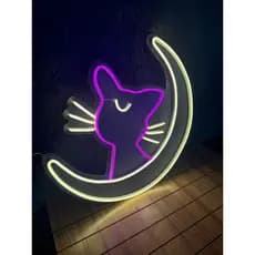 Painel Neon Led Gato Lua Luna Anime Decoração Sailor moon luminaria