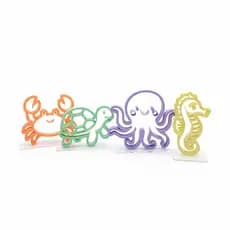 Kit decorativo fundo do mar com figuras vazadas em tons pastéis e acabamento fosco