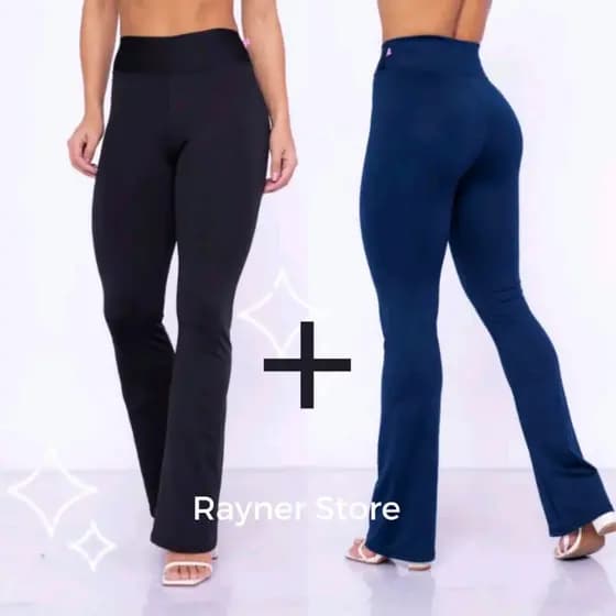Kit 2 Calças Flare Legging Feminina  Bailarina Boca de Sino Roupas