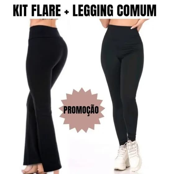 Kit 2 Calças (Legging + Flare) Academia Fitness Roupas Dia Dia