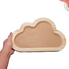 Decoração Quarto Infantil Nuvem de Madeira Pinus Porta Maternidade com Placa Para Nome Bebê Personalizada