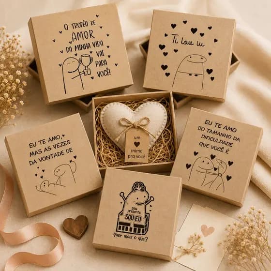 Embalagem Presente Criativo Namorados Aniversário Amigo Caixa em MDF Decorada Romântica 15x15x5