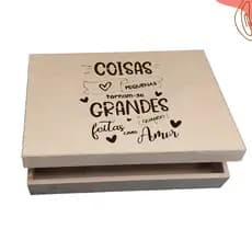 Caixa MDF Decorada 26x19x6 Presente Criativo com Dobradiça Multiuso Embalagem Especial Artesanato