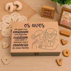Caixa MDF Dia dos Avós 26x19x6 Presente para Avô Avó Vovô Vovó Decorada com Fecho Lembrança Especial