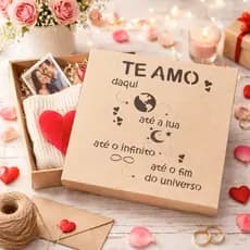Caixa Grande MDF 30x30x10 Para Embalagem Presente Amor Infinito Pai Mãe Amigo Namorados Especial