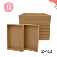 Kit 10 Bandejinhas em MDF Artesanato Resistente Versátil Multiuso 3mm 20x10x3 cm Lembrancinhas Festa