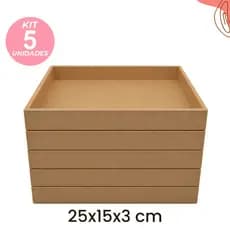 Kit 5 Bandejas Decorativas Retangular MDF Porta Difusor Kit Toalete 25x15x3 Artesanato Organização