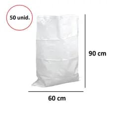 Saco De Rafia 50 Unidades Novo Virgem 90x60cm Entulho Multiuso Reforçado Laminado Resinado