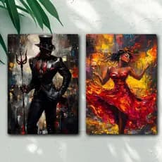 Kit 2 Quadros Decorativos Exu e Pomba Gira – Umbanda – Candomblé - Decoração Orixá - Exclusivo
