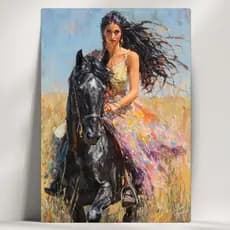 Kit 2 Quadros Decorativos Ciganos – Cavalos Negros – Candomblé - Decoração Orixá - 40x28cm