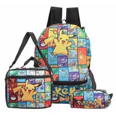 kit escolar Pokémon Mochila costas Lancheira Térmica e Estojo