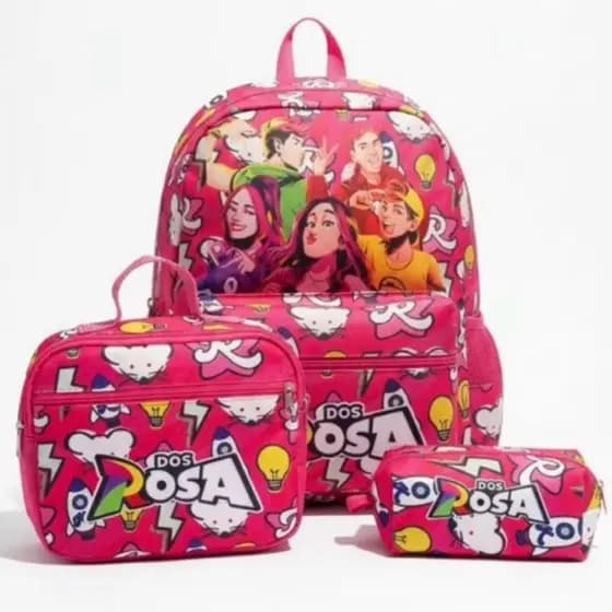 Kit Escolar Emily Vick os Rosas Mochila costas TAM G Lancheira Térmica e Estojo
