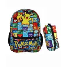 Kit Pokémon Mochila Costas grande juvenil e Estojo