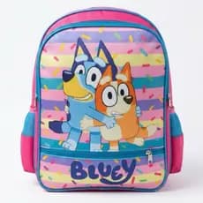Mochila Escolar Infantil Bluey e Bingo Rosa Costas Tamanho Grande