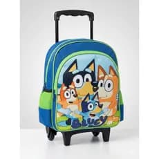 Mochila Infantil Escolar Bluey e Pingo  Azul Rodinha Tamanho Médio