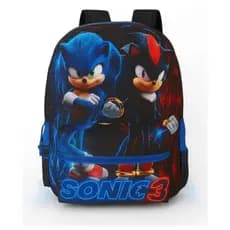 Mochila Escolar Sonic e Shadaw O filme Costas tamanho grande