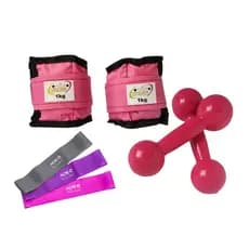 Kit Miniband + Tornozeleira 1 KG + Halteres 1 KG Rosa