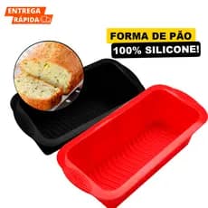 Forma de Silicone Assadeira De Pães Bolos Silicone Retangular Antiaderente 25cm