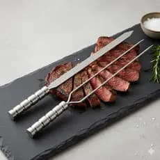 Kit 4 Espeto para Churrasco 65Cm em Alúminio Promoção Dois Duplos e Dois Simples.