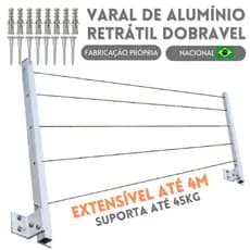 Varal Retrátil Dobravel Apartamento não Enferruja Aluminio