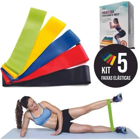 Faixa elástica para treino academia Mini band kit com 5 unidades