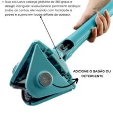 Esfregão Mop 360° Giratório Triangular Multiuso