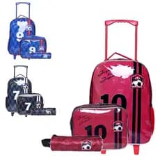 Kit Mochila Escolar Masculina com Rodinha Lancheira Térmica e Estojo