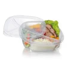 Marmita Fitness 1,1L Com 3 Divisórias Tampa Hermética Microondas Freezer Não Mistura Alimentos
