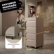 CARRINHO AUXILIAR PARA SALÃO DE BELEZA - NUDE > 100%MDF > ENVIO MONTADO EM 24h