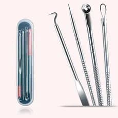 Kit 4 Peças Extrator De Cravos Acne Espinha Profissional Removedor limpeza Pele Acneica Tira Cravos