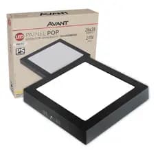 Painel Led Sobrepor 24w Luminária De Teto Quadrado Preto Fit 110/220v