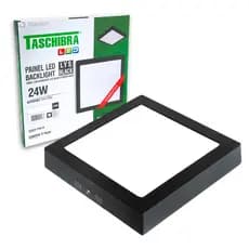Painel Plafon De Led 24w Lys Plástico Teto 28X28 Quadrado Sobrepor Bivolt Preto