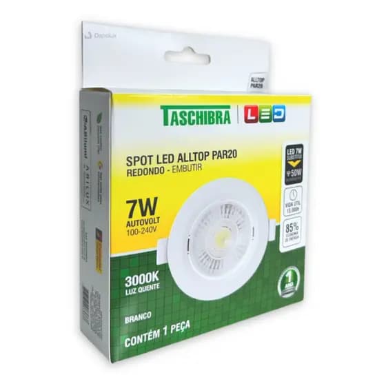 Spot de Led 7w Embutir Alltop Par20 6500K 4000K 3000K Sanca Gesso Forro Redondo Bivolt Taschibra