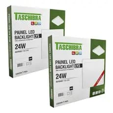 Kit 2 Painel De Led Lys Plafon 24w Quadrado Sobrepor Branco Bivolt Taschibra
