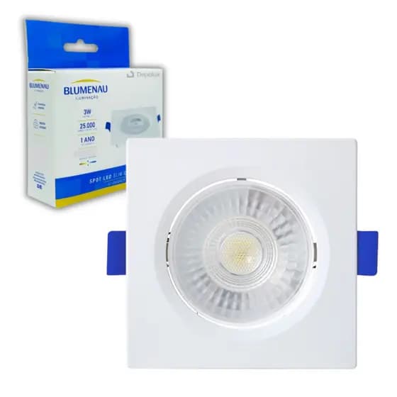 Spot de Led Embutir Quadrado 3W Bivolt Dicróica Luminária Teto Direcionável Blumenau Forro Gesso Sanca